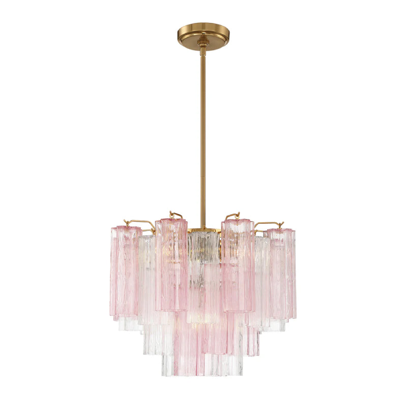 Crystorama ADD-300 Addis 4-lt 18" Mini Chandelier - Aged Brass/Spring