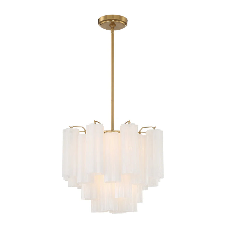 Crystorama ADD-300 Addis 4-lt 18" Mini Chandelier - Aged Brass/White