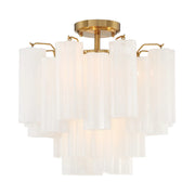 Crystorama ADD-300-CEILING Addis 4-lt 18" Semi Flush Mount - Aged Brass/White