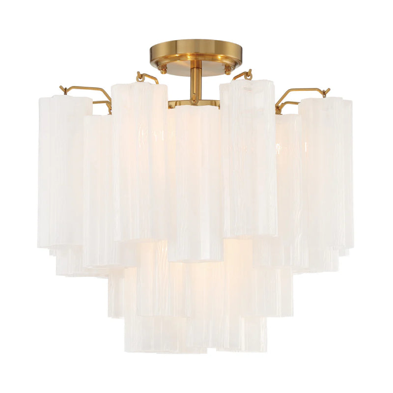 Crystorama ADD-300-CEILING Addis 4-lt 18" Semi Flush Mount - Aged Brass/White