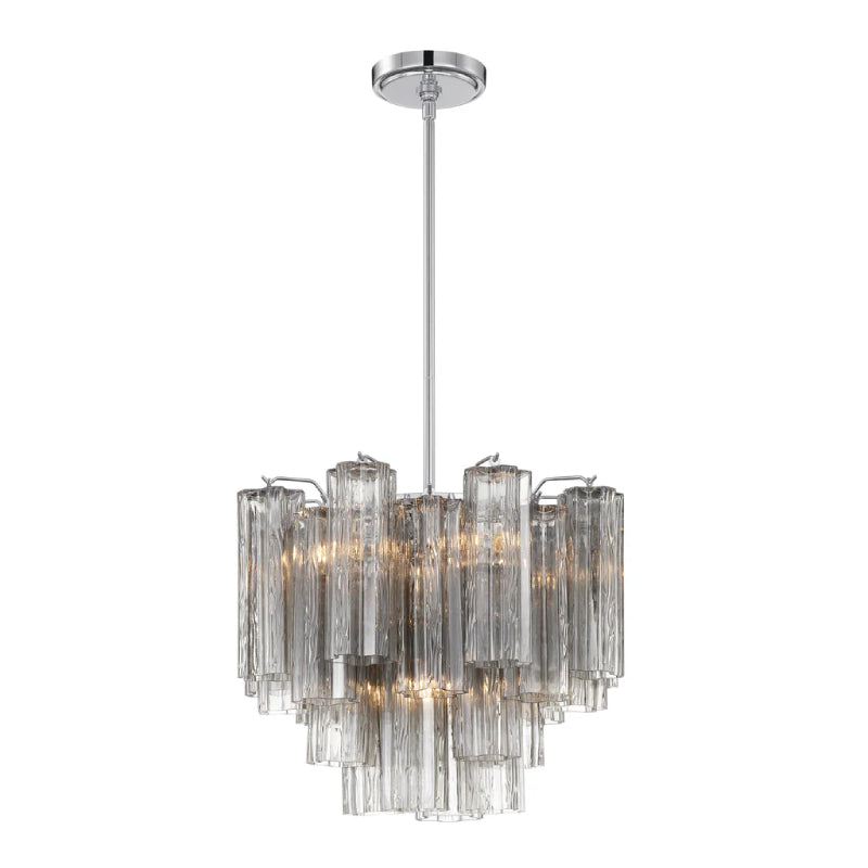 Crystorama ADD-300 Addis 4-lt 18" Mini Chandelier - Polished Chrome/Smoke