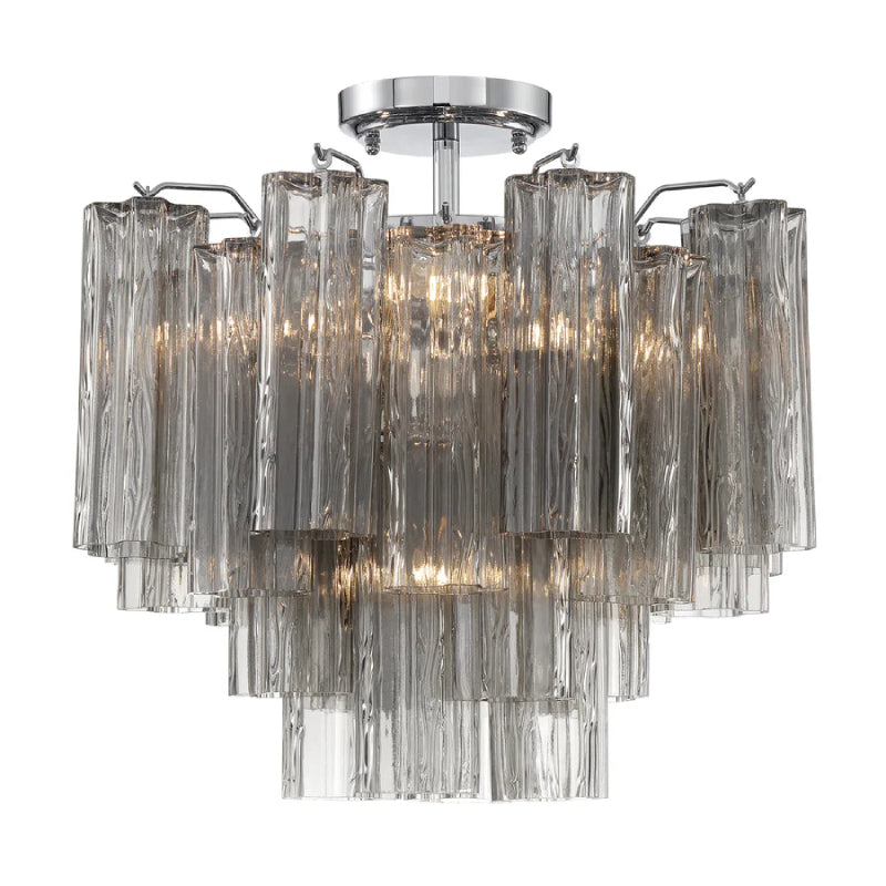 Crystorama ADD-300-CEILING Addis 4-lt 18" Semi Flush Mount - Polished Chrome/Smoke