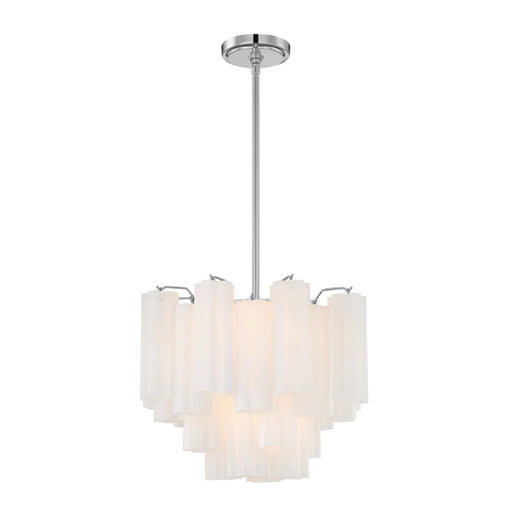 Crystorama ADD-300 Addis 4-lt 18" Mini Chandelier - Polished Chrome/White