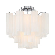 Crystorama ADD-300-CEILING Addis 4-lt 18" Semi Flush Mount - Polished Chrome/White