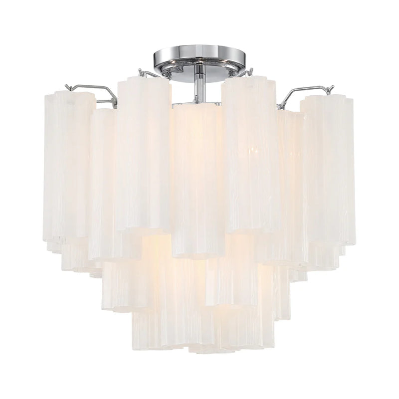 Crystorama ADD-300-CEILING Addis 4-lt 18" Semi Flush Mount - Polished Chrome/White