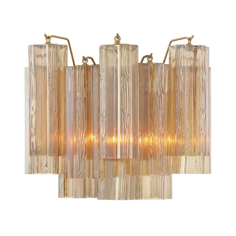 Crystorama ADD-302 Addis 2-lt 15" Wall Sconce - Aged Brass/Amber