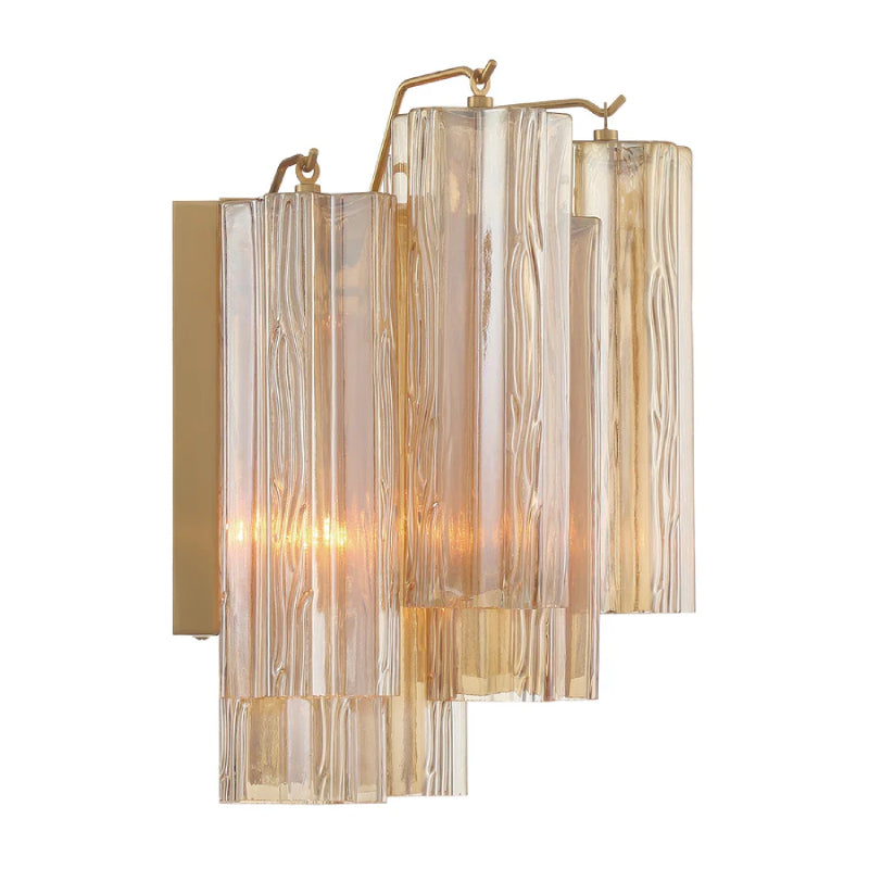 Crystorama ADD-302 Addis 2-lt 15" Wall Sconce - Aged Brass/Amber