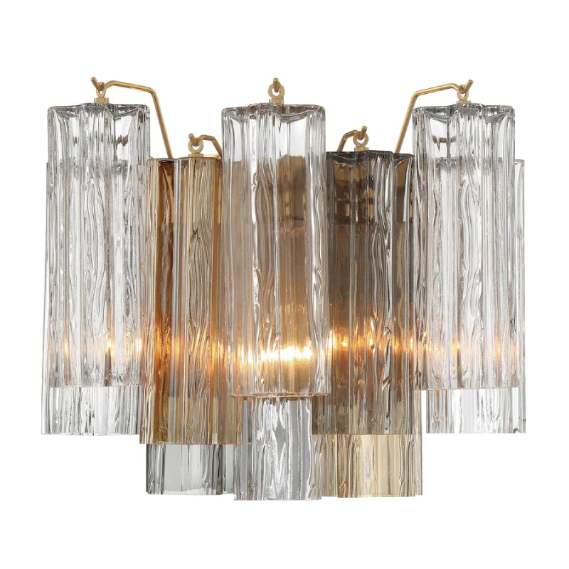 Crystorama ADD-302 Addis 2-lt 15" Wall Sconce - Aged Brass/Autumn