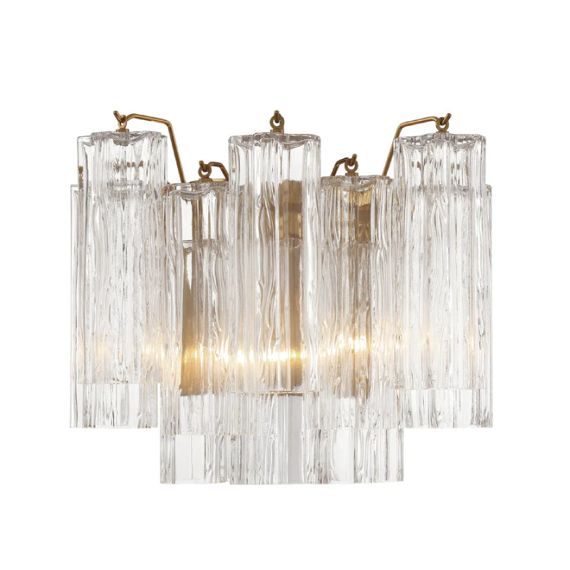 Crystorama ADD-302 Addis 2-lt 15" Wall Sconce - Aged Brass/Clear