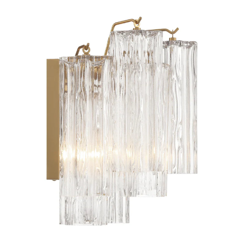 Crystorama ADD-302 Addis 2-lt 15" Wall Sconce - Aged Brass/Clear