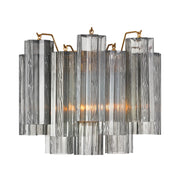 Crystorama ADD-302 Addis 2-lt 15" Wall Sconce - Aged Brass/Smoke