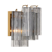 Crystorama ADD-302 Addis 2-lt 15" Wall Sconce - Aged Brass/Smoke