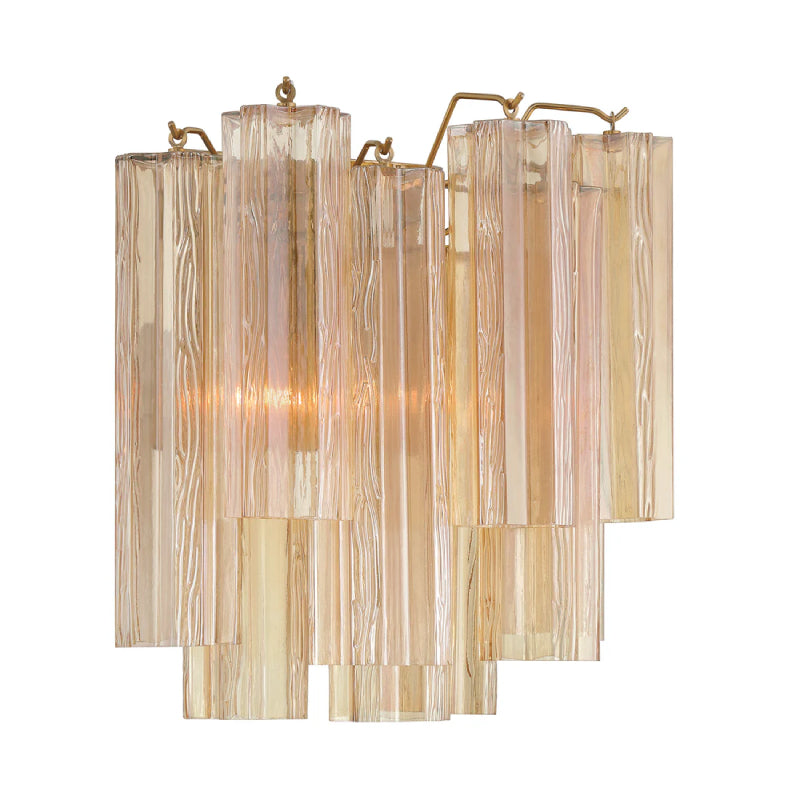 Crystorama ADD-303 Addis 2-lt 15" Wall Sconce - Aged Brass/Amber