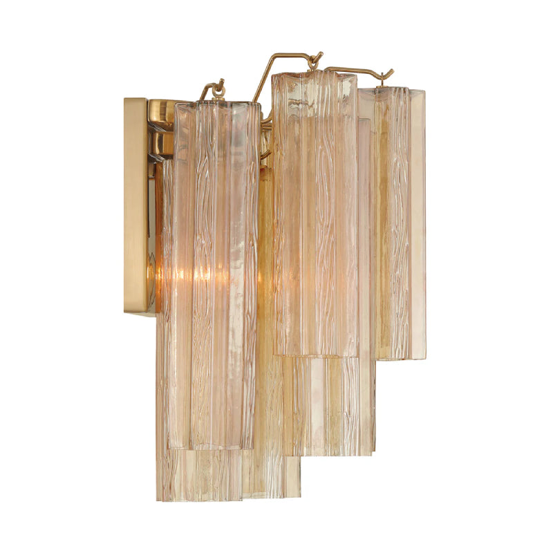 Crystorama ADD-303 Addis 2-lt 15" Wall Sconce - Aged Brass/Amber