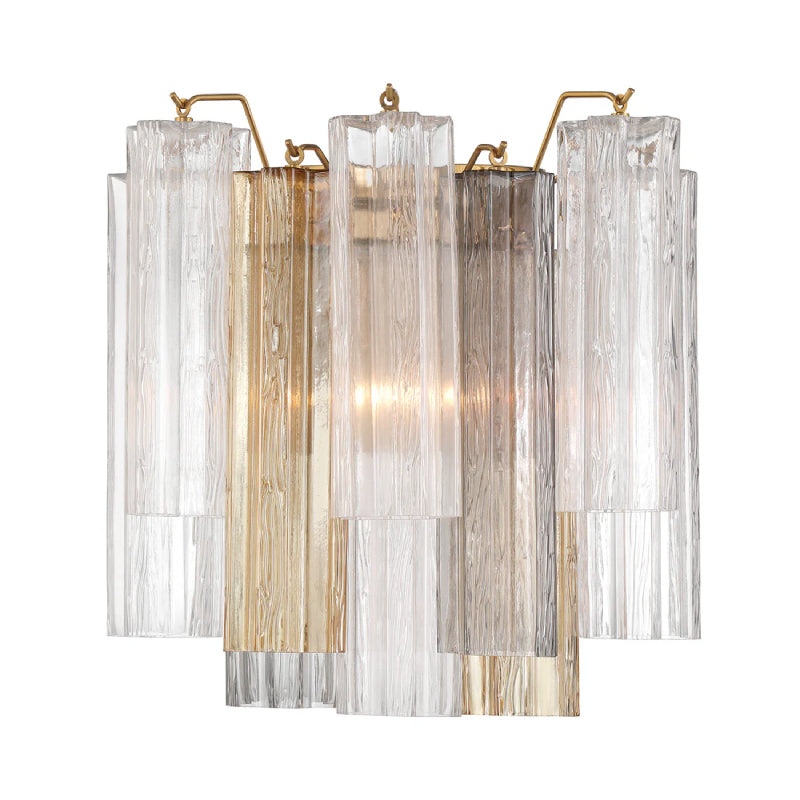 Crystorama ADD-303 Addis 2-lt 15" Wall Sconce - Aged Brass/Autumn