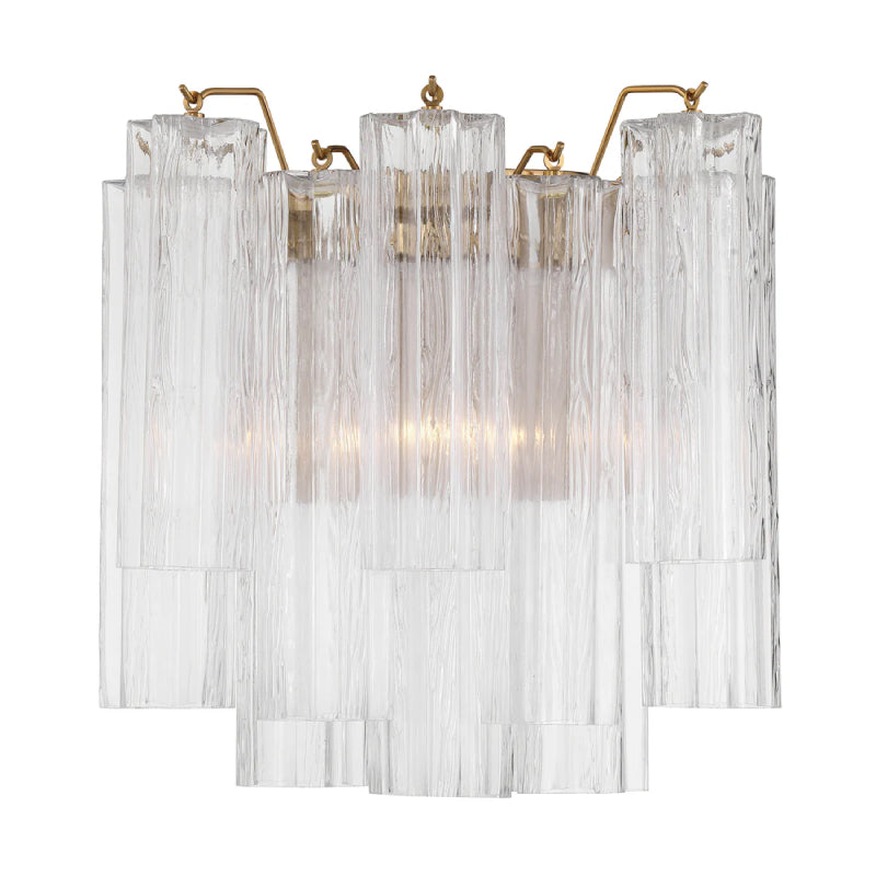 Crystorama ADD-303 Addis 2-lt 15" Wall Sconce - Aged Brass/Clear