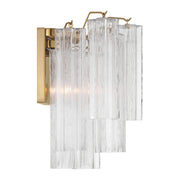 Crystorama ADD-303 Addis 2-lt 15" Wall Sconce - Aged Brass/Clear