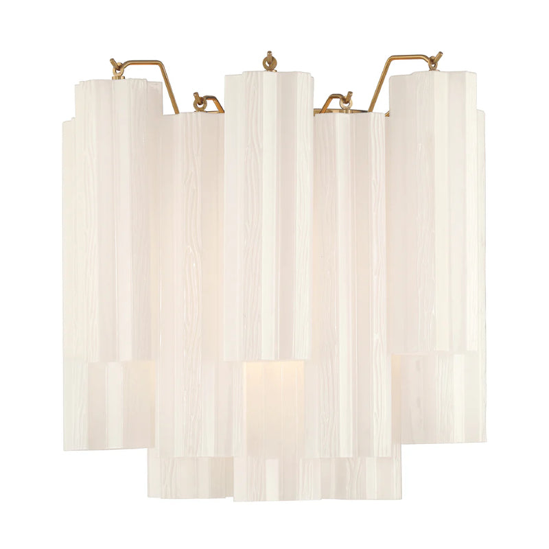 Crystorama ADD-303 Addis 2-lt 15" Wall Sconce - Aged Brass/White