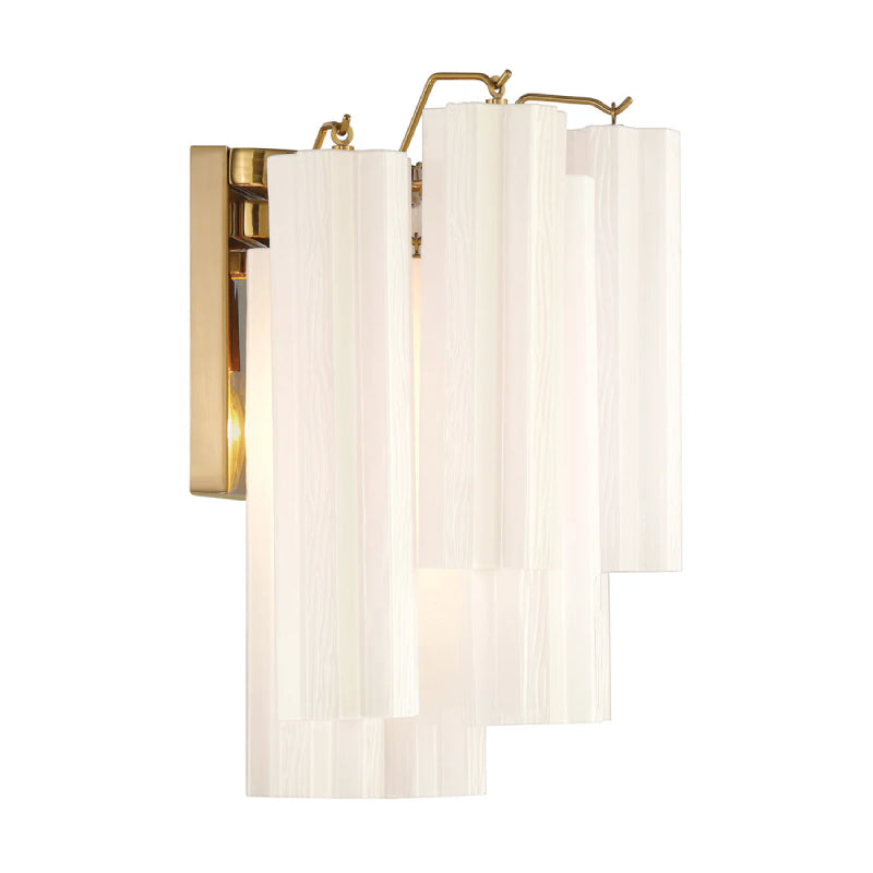 Crystorama ADD-303 Addis 2-lt 15" Wall Sconce - Aged Brass/White