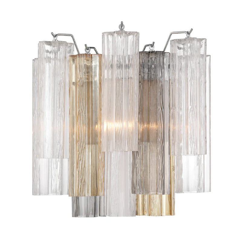 Crystorama ADD-303 Addis 2-lt 15" Wall Sconce - Polished Chrome/Autumn