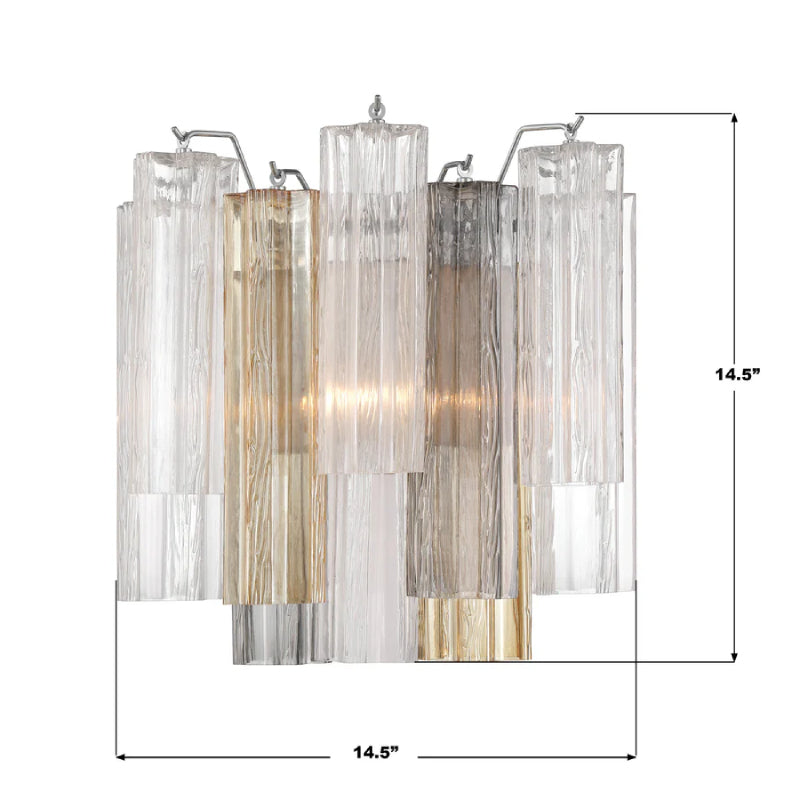 Crystorama ADD-303 Addis 2-lt 15" Wall Sconce - Polished Chrome