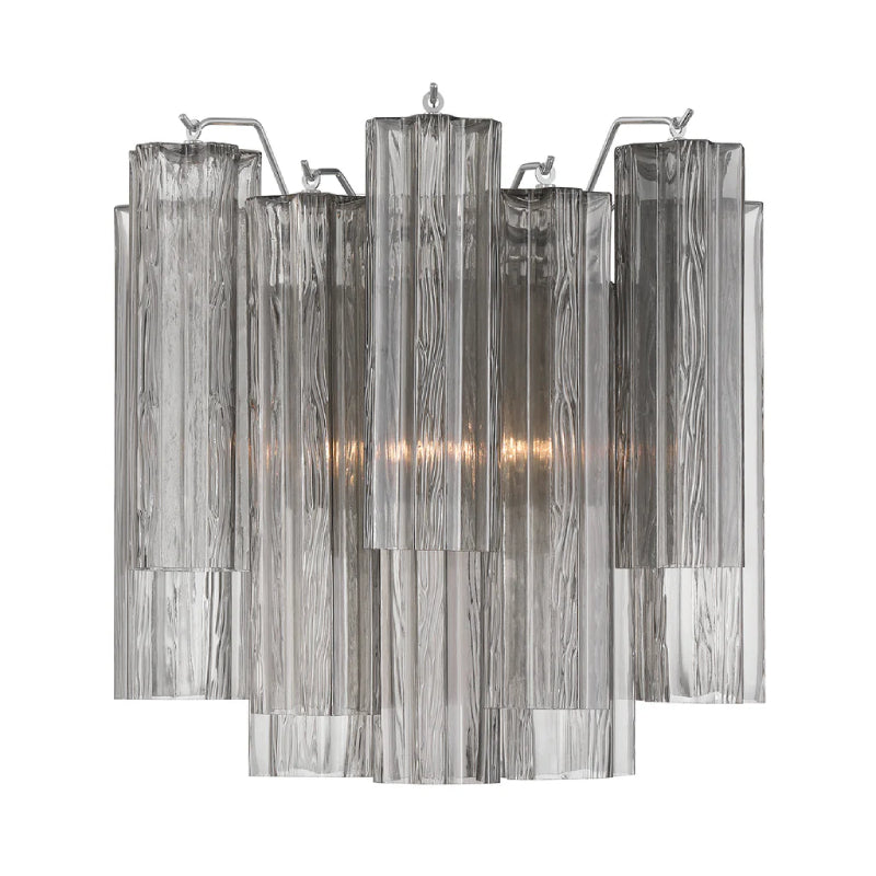 Crystorama ADD-303 Addis 2-lt 15" Wall Sconce - Polished Chrome/Smoke