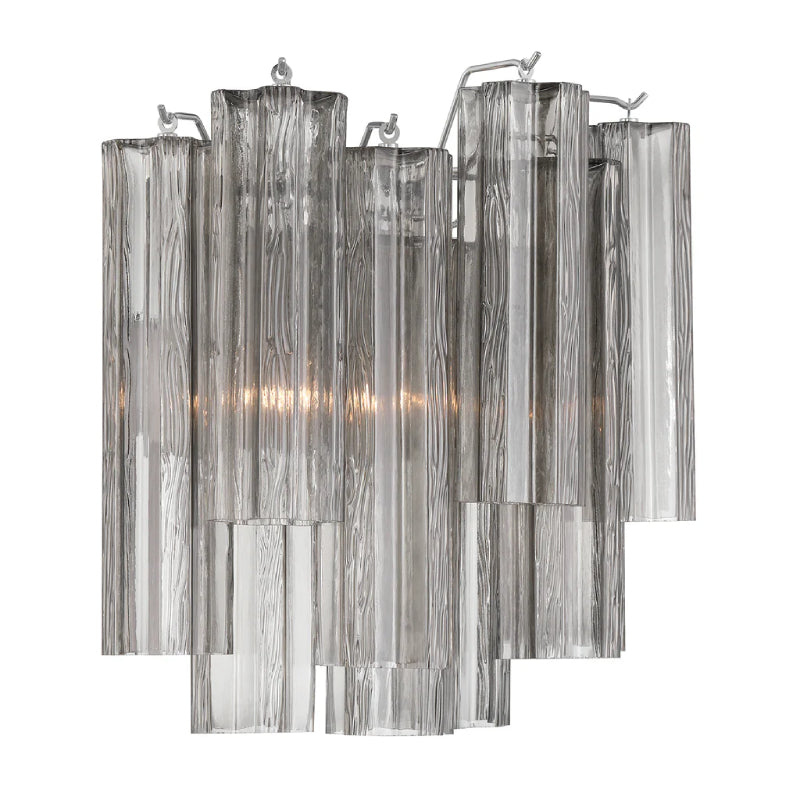 Crystorama ADD-303 Addis 2-lt 15" Wall Sconce - Polished Chrome/Smoke