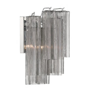 Crystorama ADD-303 Addis 2-lt 15" Wall Sconce - Polished Chrome/Smoke