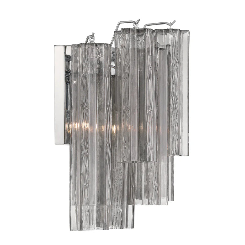 Crystorama ADD-303 Addis 2-lt 15" Wall Sconce - Polished Chrome/Smoke