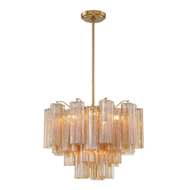 Crystorama ADD-306 Addis 6-lt 20" Chandelier - Aged Brass/Amber