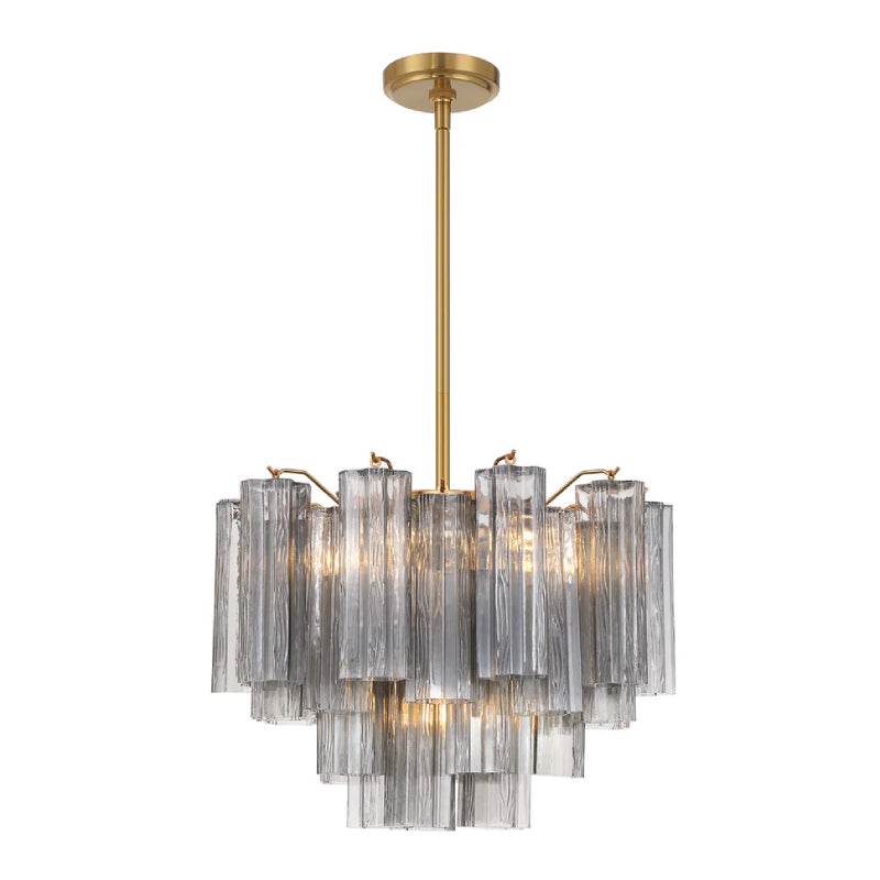 Crystorama ADD-306 Addis 6-lt 20" Chandelier - Aged Brass/Smoke