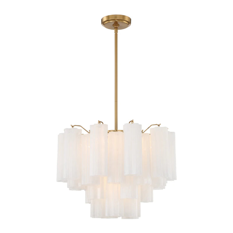 Crystorama ADD-306 Addis 6-lt 20" Chandelier - Aged Brass/White