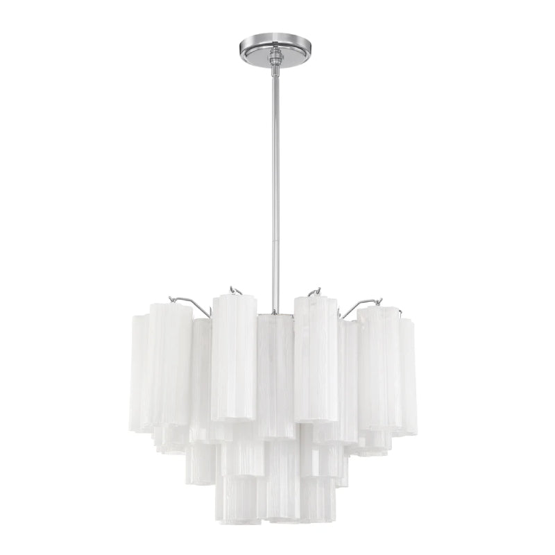 Crystorama ADD-306 Addis 6-lt 20" Chandelier - Polished Chrome/White