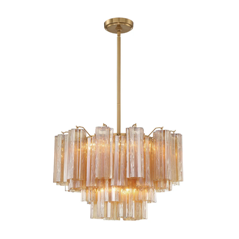 Crystorama ADD-308 Addis 9-lt 22" Chandelier - Aged Brass/Amber