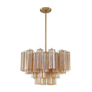 Crystorama ADD-308 Addis 9-lt 22" Chandelier - Aged Brass/Amber