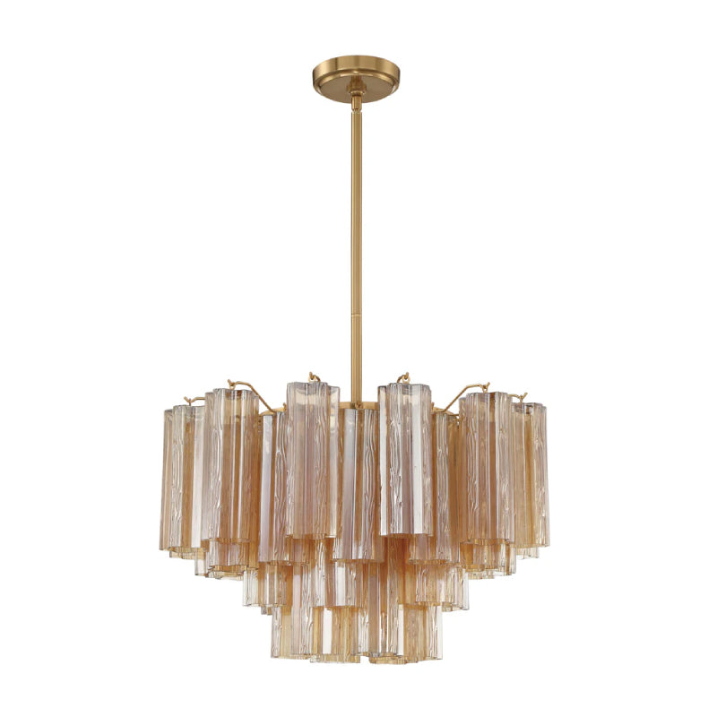Crystorama ADD-308 Addis 9-lt 22" Chandelier - Aged Brass/Amber