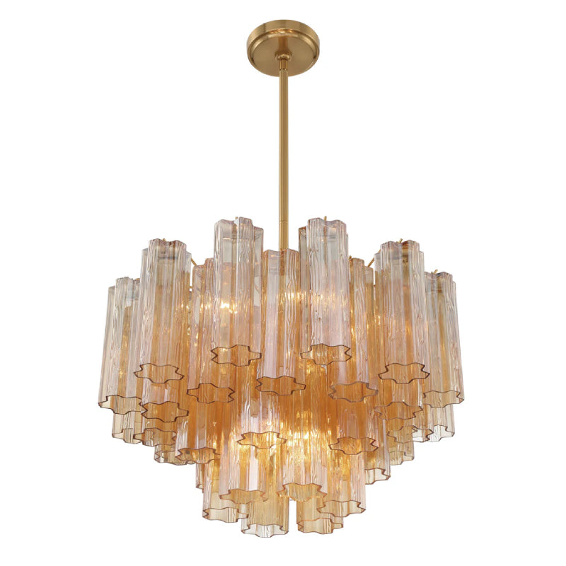 Crystorama ADD-308 Addis 9-lt 22" Chandelier - Aged Brass/Amber