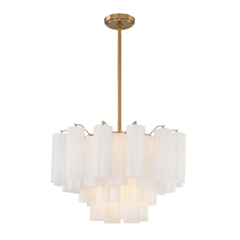Crystorama ADD-308 Addis 9-lt 22" Chandelier - Aged Brass/White