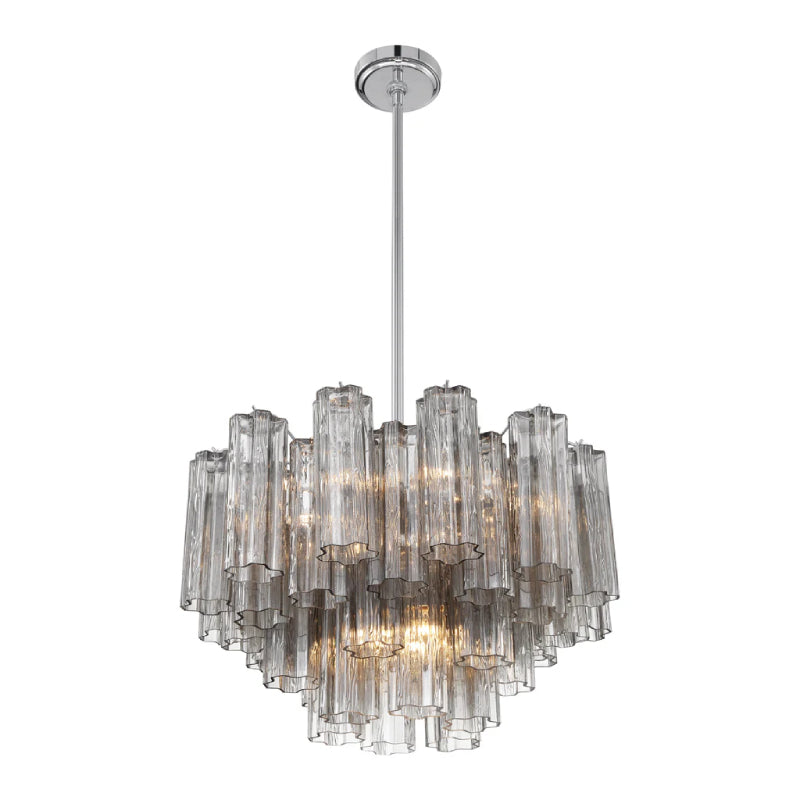 Crystorama ADD-308 Addis 9-lt 22" Chandelier - Polished Chrome/Smoke