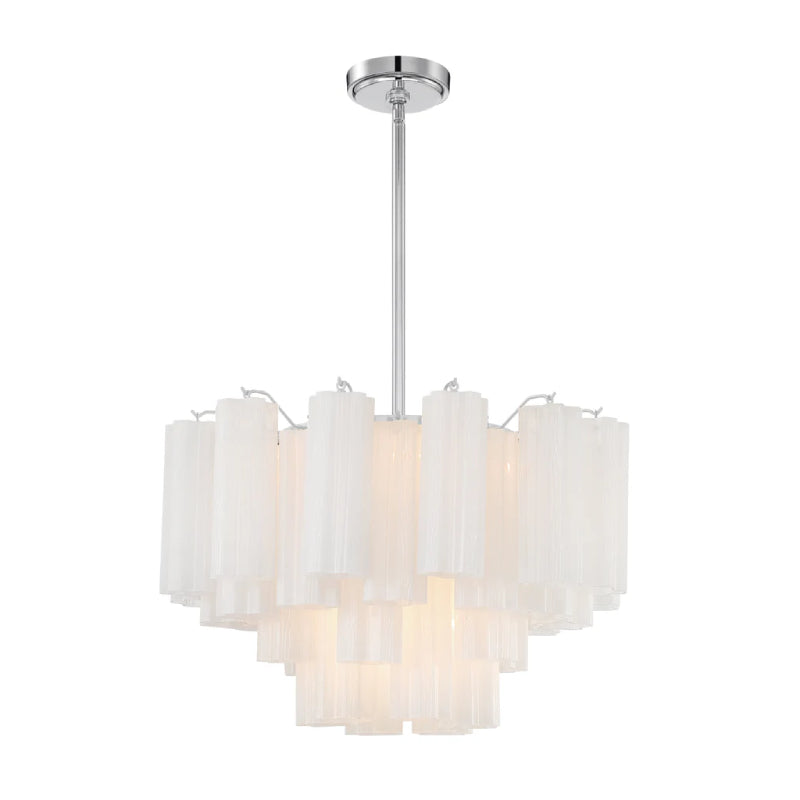 Crystorama ADD-308 Addis 9-lt 22" Chandelier - Polished Chrome/White