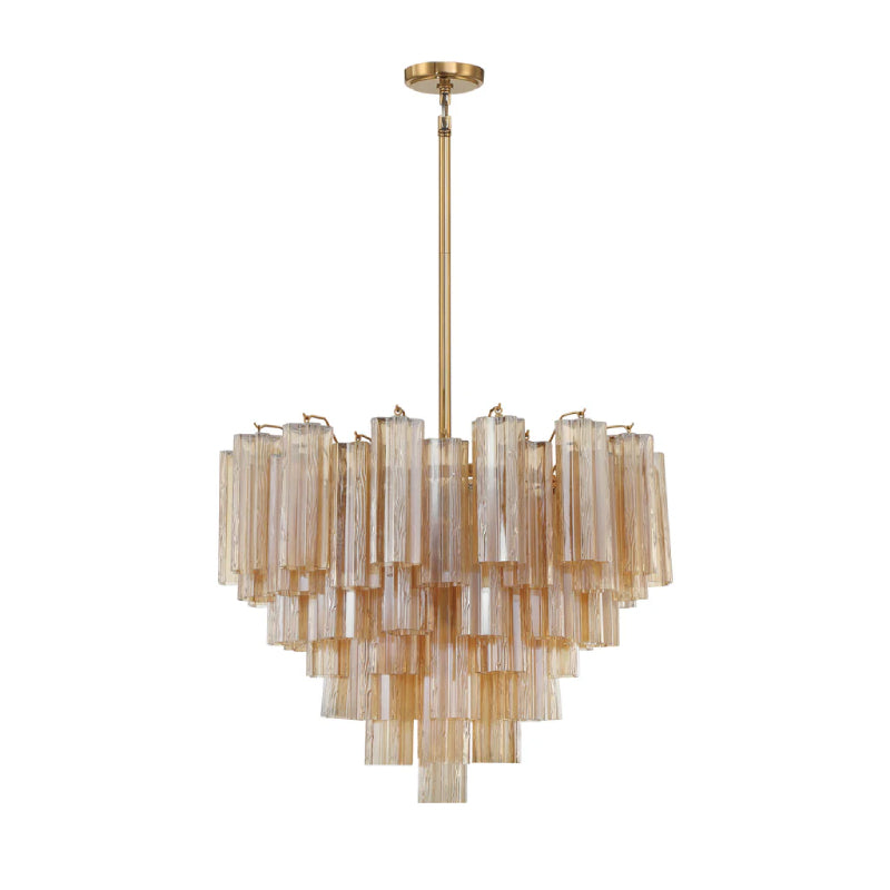 Crystorama ADD-312 Addis 12-lt 27" Chandelier - Aged Brass/Amber