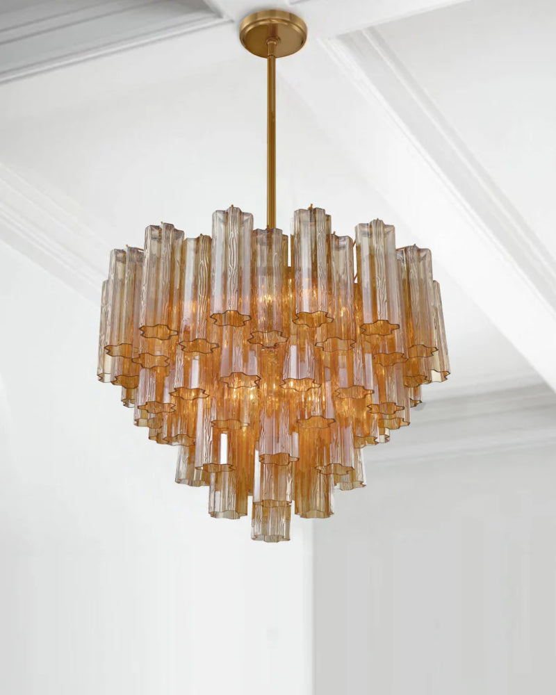Crystorama ADD-312 Addis 12-lt 27" Chandelier - Aged Brass/Amber