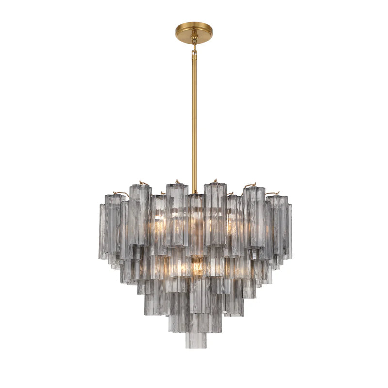 Crystorama ADD-312 Addis 12-lt 27" Chandelier - Aged Brass/Smoke