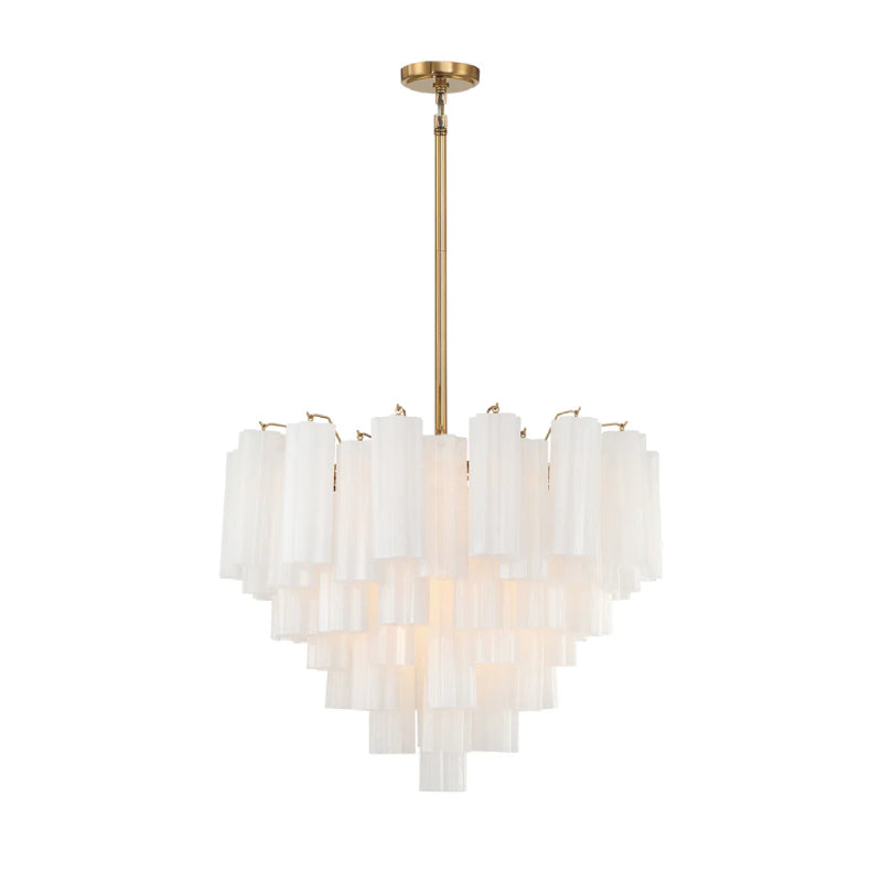 Crystorama ADD-312 Addis 12-lt 27" Chandelier - Aged Brass/White