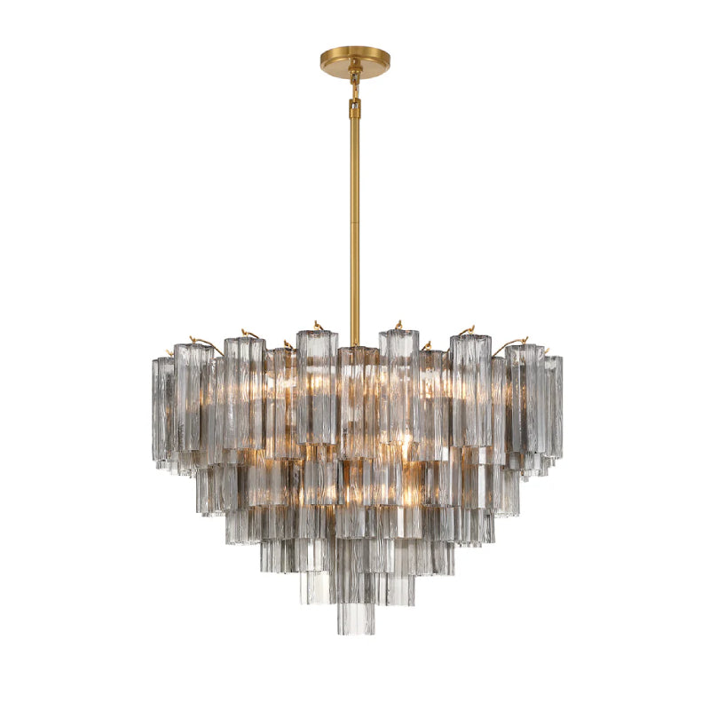 Crystorama ADD-316 Addis 16-lt 32" Chandelier - Aged Brass/Smoke