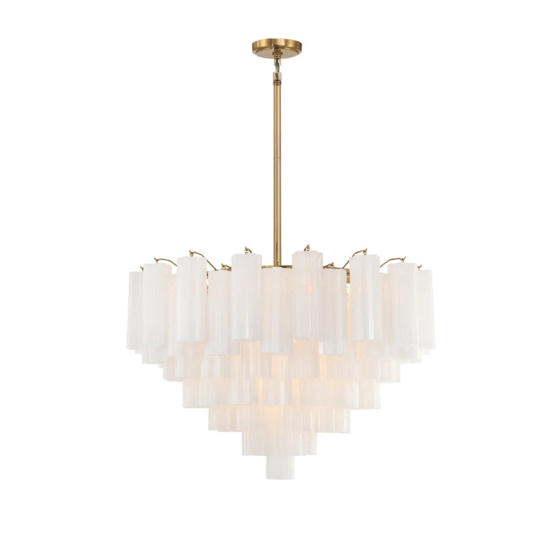 Crystorama ADD-316 Addis 16-lt 32" Chandelier - Aged Brass/White