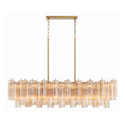 Crystorama ADD-317 Addis 14-lt 52" Linear Chandelier - Aged Brass/Amber