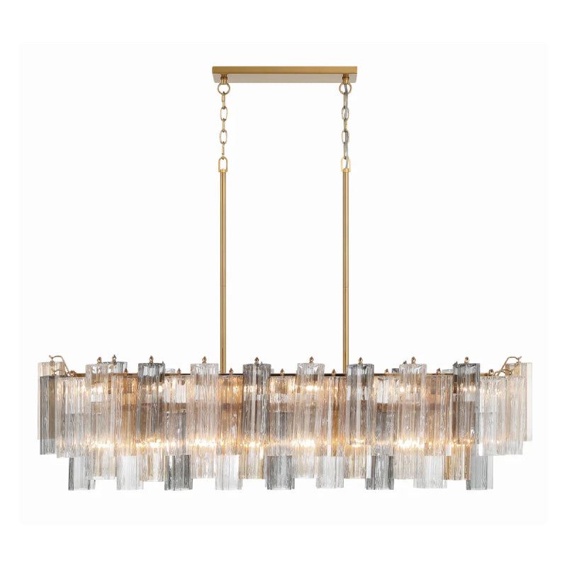 Crystorama ADD-317 Addis 14-lt 52" Linear Chandelier - Aged Brass/Autumn