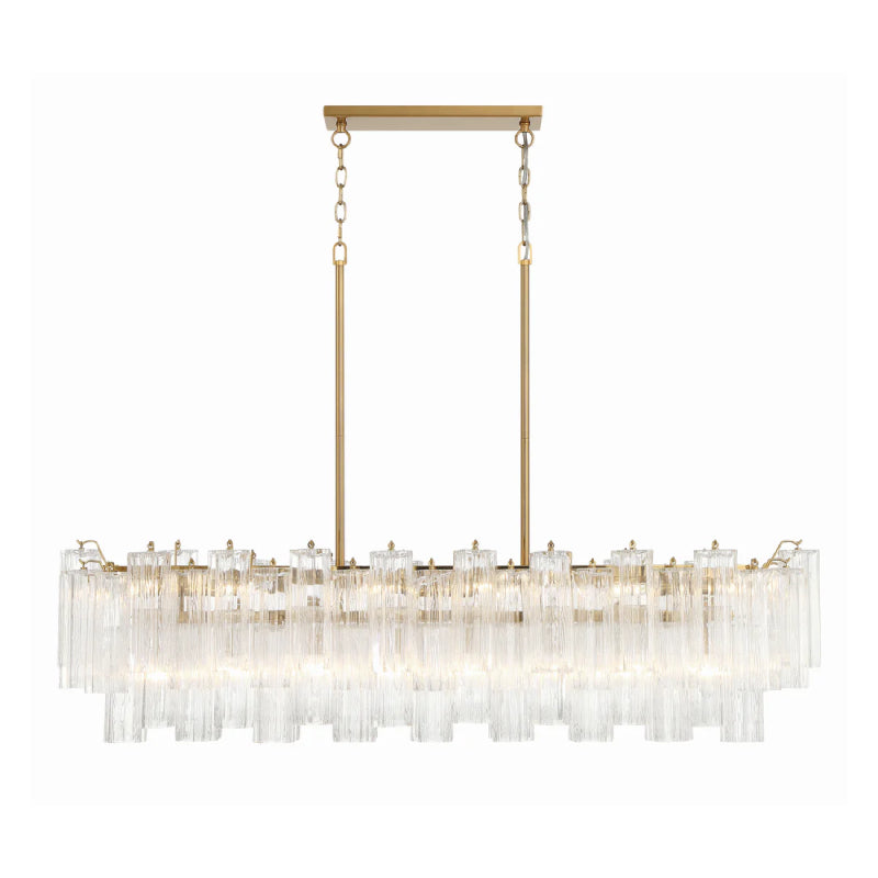Crystorama ADD-317 Addis 14-lt 52" Linear Chandelier - Aged Brass/Clear