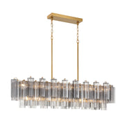 Crystorama ADD-317 Addis 14-lt 52" Linear Chandelier - Aged Brass/Smoke
